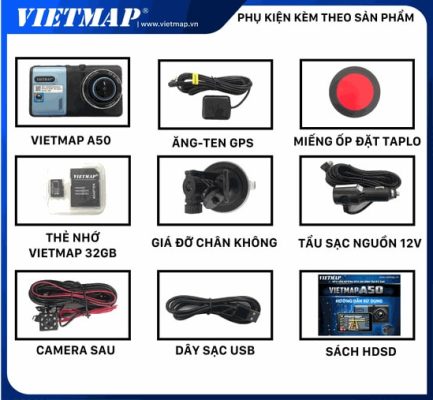 hướng dẫn lắp đặt camera hành trình dẫn dường vietmap a50